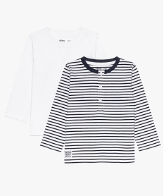 GEMO Tee-shirt bébé garçon (lot de 2) col tunisien en coton bio blanc standard
