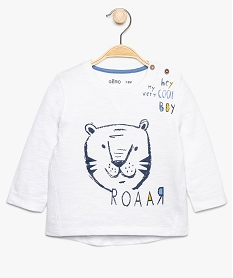 tee-shirt bebe garcon a manches longues imprime tigre blancA024301_1