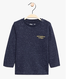 GEMO Tee-shirt bébé garçon chiné avec boutons ton sur ton sur lépaule noir standard