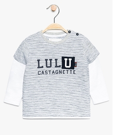 GEMO Tee-shirt bébé garçon effet 2-en-1 – Lulu Castagnette kaki chine