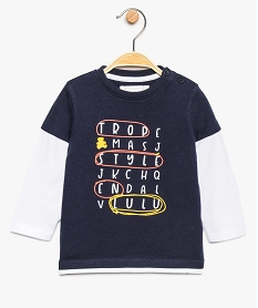 GEMO Tee-shirt bébé garçon effet 2 en 1 - Lulu Castagnette noir chine