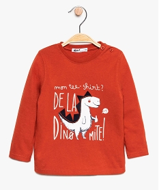 tee-shirt bebe garcon en coton bio avec motif animal orangeA025601_1