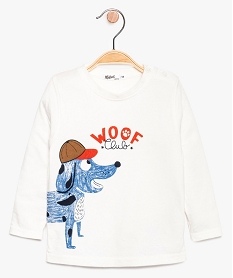 tee-shirt bebe garcon en coton bio avec motif animal blancA025701_1