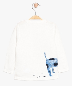 tee-shirt bebe garcon en coton bio avec motif animal blancA025701_2