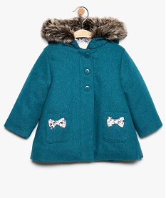 GEMO Manteau bébé fille pailleté avec doublure peluche Bleu