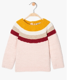 pull bebe fille doux avec jeu de mailles fantaisie multicoloreA028701_1