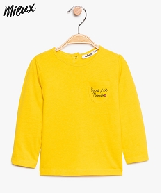 GEMO Tee-shirt bébé fille à épaules froncées et poche poitrine Jaune