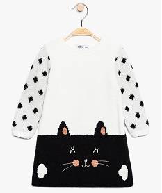 GEMO Robe bébé fille pull à motif chat Noir