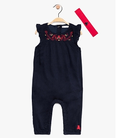 GEMO Ensemble bébé fille (2 pièces) combi et bandeau - Lulu Castagnette Bleu