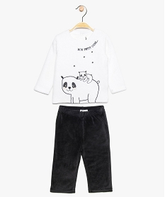 pyjama bebe 2 pieces en velours motif panda blanc pyjamas 2 piecesA031001_1