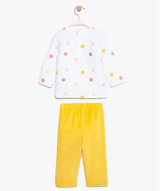 pyjama bebe 2 pieces en velours avec haut a pois et bas uni multicoloreA031101_2