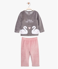 GEMO Pyjama bébé fille en velours à motif cygnes Rose