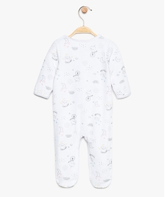 pyjama bebe en velours fermeture devant avec motifs ratons laveurs blanc pyjamas veloursA032001_2
