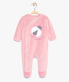 GEMO Pyjama bébé fille en velours à petit volant et motif coccinelle Rose