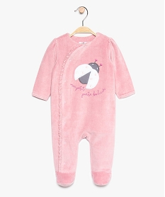 GEMO Pyjama bébé fille en velours à petit volant et motif coccinelle rose standard