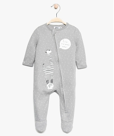 pyjama bebe zippe en coton biologique motif girafe grisA032301_1