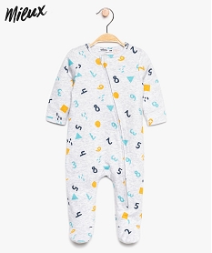 GEMO Pyjama bébé zippé en jersey de coton bio imprimé Gris