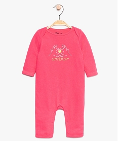 pyjama bebe fille sans pieds en coton biologique roseA032601_1
