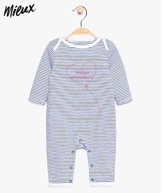 GEMO Pyjama bébé fille sans pieds en coton biologique Blanc