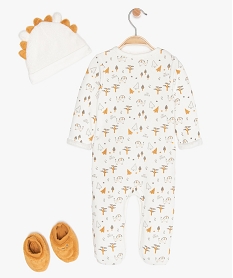 ensemble bebe garcon (3 pieces)   pyjama chaussons bonnet blancA033101_2