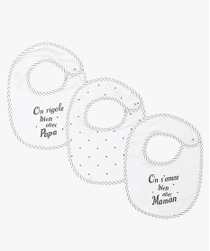 GEMO Bavoir bébé mixte avec bordure fantaisie (lot de 3) Blanc