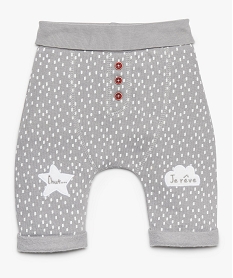 GEMO Pantalon bébé imprimé en molleton doux et patchs velours Gris