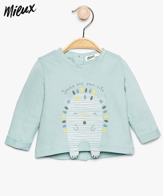 GEMO Tee-shirt bébé garçon imprimé à boutons au dos et coton bio Bleu