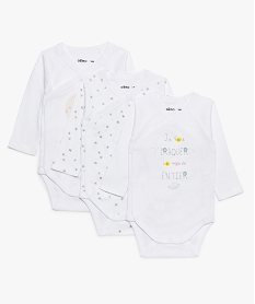 GEMO Body bébé croisé à manches longues en coton bio (lot de 3) Multicolore