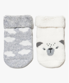 GEMO Chaussettes bébé maille bouclette en coton bio (lot de 2) Gris