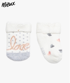 GEMO Chaussettes bébé fille maille bouclette en coton bio (lot de 2) Blanc