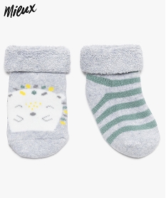 GEMO Chaussettes bébé garçon maille bouclette en coton bio (lot de 2) Vert