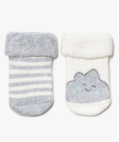 GEMO Chaussettes bébé (lot de 2) en maille bouclette en coton bio Gris