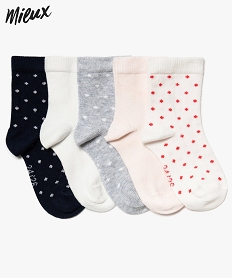 GEMO Chaussettes bébé fille (lot de 5) à pois vert chine