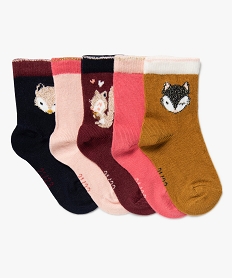 GEMO Chaussettes bébé fille avec liseré pailleté (lot de 5) Jaune