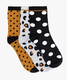 GEMO Chaussettes fille tige haute à motifs pois (lot de 3) Gris