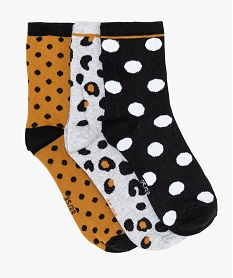 GEMO Chaussettes fille tige haute à motifs pois (lot de 3) Gris