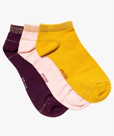 GEMO Chaussettes fille ultra-courtes à paillettes (lot de 3) Jaune