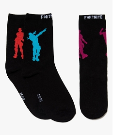 GEMO Chaussettes garçon tige haute à motifs Fortnite Noir