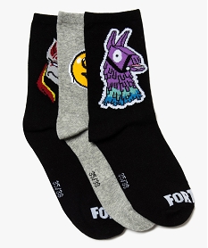 chaussettes garcon avec motifs sur la tige (lot de 3) - fortnite noir chaussettesA041701_1