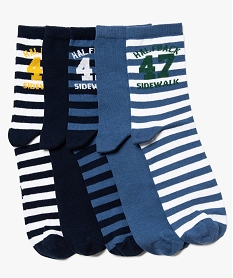 GEMO Chaussettes garçon tige haute avec motifs rugby (lot de 5) Bleu