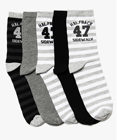 chaussettes garcon tige haute avec motifs rugby (lot de 5) gris chaussettesA041901_1