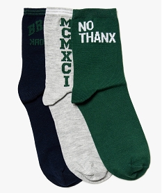 chaussettes garcon tige haute avec inscription contrastante vert chaussettesA042001_1