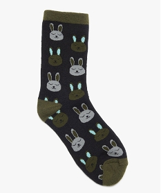 chaussettes garcon tige haute imprime lapins vertA043201_1
