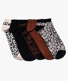 chaussettes femme ultra courtes avec motifs tachetes (lot de 5) beige chaussettesA044001_1