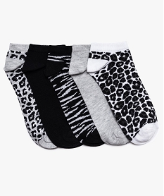 chaussettes femme ultra courtes avec motifs tachetes (lot de 5) noir standardA044101_1