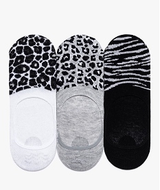 GEMO Chaussettes femme invisibles avec motifs animaliers (lot de 3) Noir