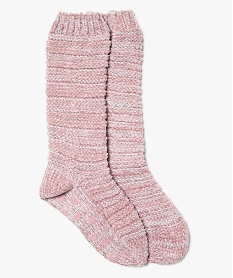 chaussettes femme en maille chenille et fil lurex roseA044801_1