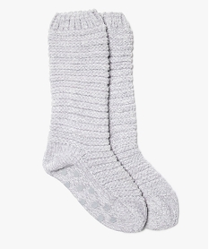 GEMO Chaussettes femme en maille chenille et fil lurex Gris