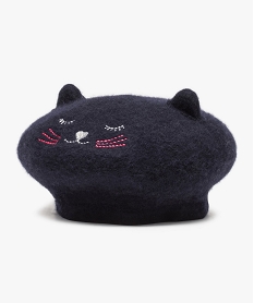 beret fille avec motif chat brode et en relief bleu accessoiresA047601_1