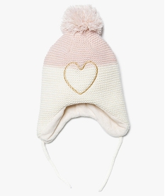 GEMO Bonnet bébé fille doublé polaire à motif cœur doré Rose